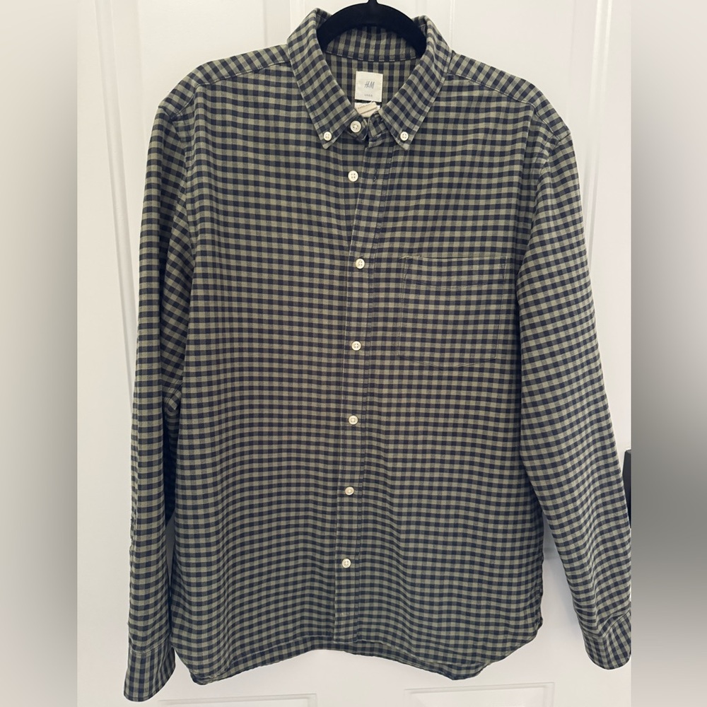 H&M Men's Plaid Shirt - Green and Black